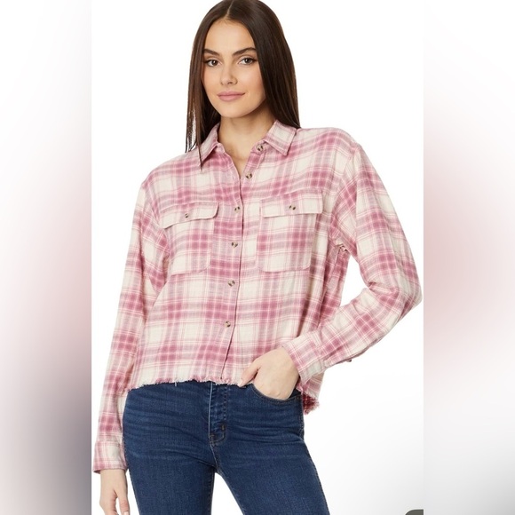 LUCKY BRAND PLAID FRINGE BUTTON DOWN SHIRT - Picture 3 of 6